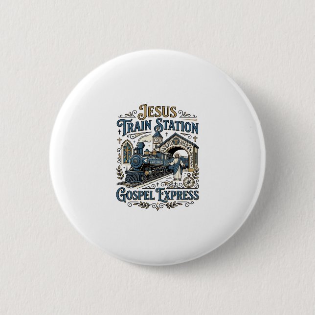 Jesus Bahnhof Gospel Express Jesus Zug Sta Button (Vorderseite)