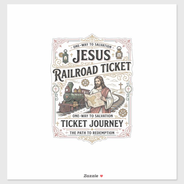 Jesus Bahnticket Reise Jesus Bahnticket Aufkleber (Blatt)