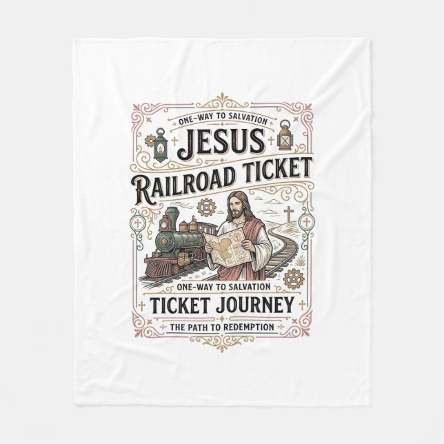 Jesus Bahnticket Reise Jesus Bahnticket Fleecedecke (Vorderseite)