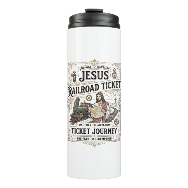 Jesus Bahnticket Reise Jesus Bahnticket Thermosbecher (Vorderseite)