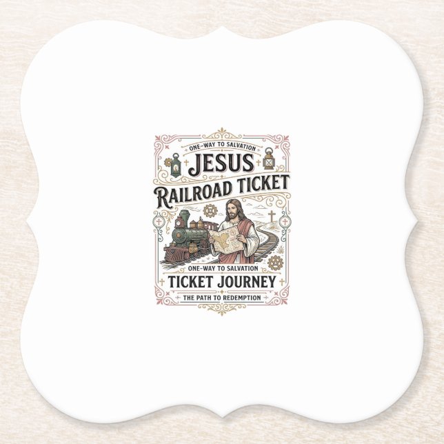 Jesus Bahnticket Reise Jesus Bahnticket Untersetzer (Vorderseite)