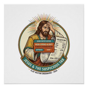 Jesus Bankkarte Gesperrt Verdächtige Bar Tab Fraud Poster