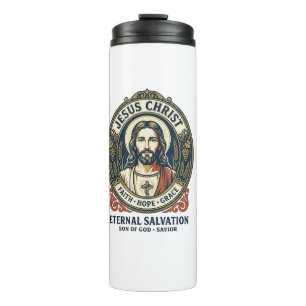 Jesus Barber Herrenpflege Grafik T-Shirt Christlic Thermosbecher