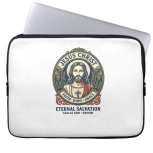 Jesus Barbier Herrenpflege Grafik T-Shirt Christli Laptopschutzhülle