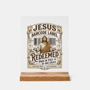 Jesus Barcode Etikett Erlöst Jesus Barcode Erlöst Acrylschild