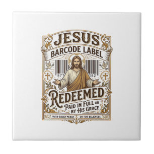 Jesus Barcode Etikett Erlöst Jesus Barcode Erlöst Fliese