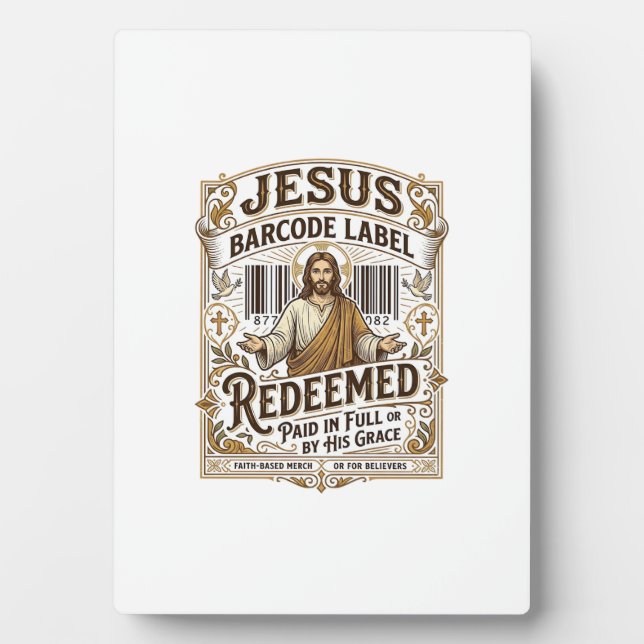 Jesus-Barcode-Etikett Erlöst Jesus-Barcode Erlöst Fotoplatte (Vorderseite)