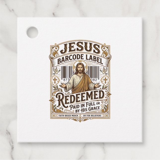 Jesus Barcode Etikett Erlöst Jesus Barcode Erlöst Geschenkanhänger (Vorderseite)