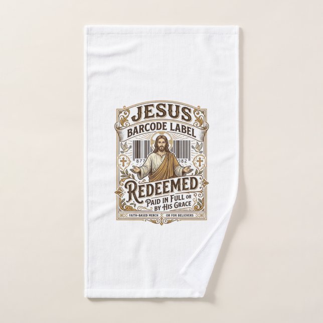 Jesus Barcode Etikett Erlöst Jesus Barcode Erlöst Handtuch (Handtuch)