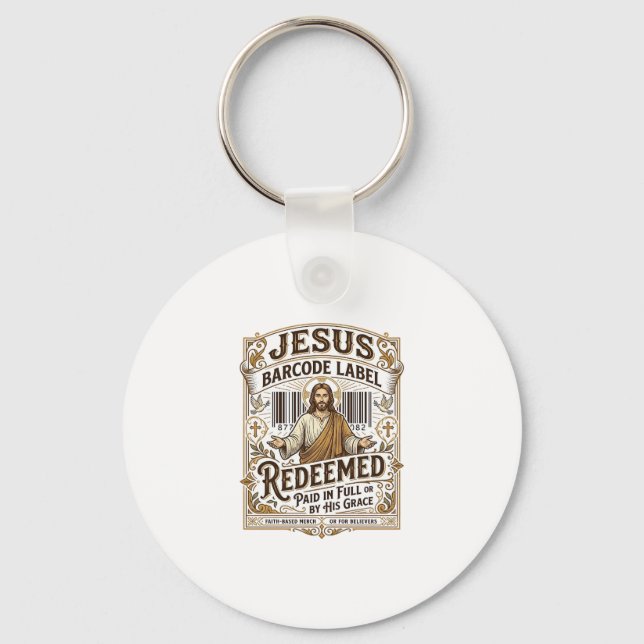 Jesus Barcode Etikett Erlöst Jesus Barcode Erlöst Schlüsselanhänger (Vorderseite)