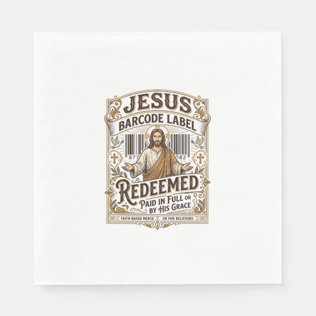 Jesus Barcode Etikett Erlöst Jesus Barcode Erlöst Serviette (Vorderseite)