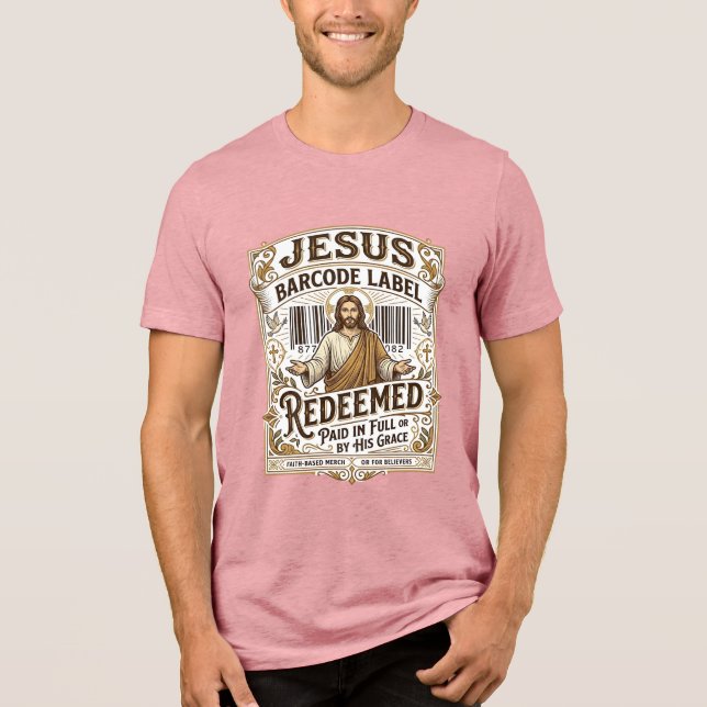 Jesus Barcode Etikett Erlöst Jesus Barcode Erlöst Tri-Blend Shirt (Vorderseite)