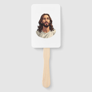 Jesus Barmherzigkeit Gesicht Vintage Gravur Weißes Fächer