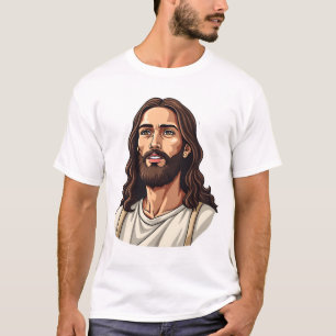 Jesus Barmherzigkeit Gesicht Vintage Gravur Weißes T-Shirt