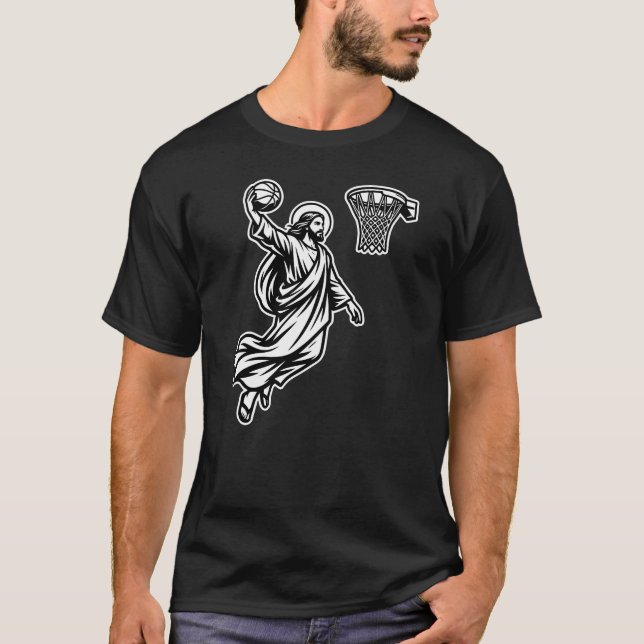 Jesus Basketball Dunk - Sport Satire T-Shirt (Vorderseite)
