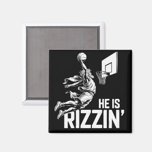 Jesus Basketball Er ist Rizzin lustig Christlich  Magnet