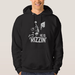 Jesus Basketball Er ist Rizzin' Lustiger Christ  Hoodie