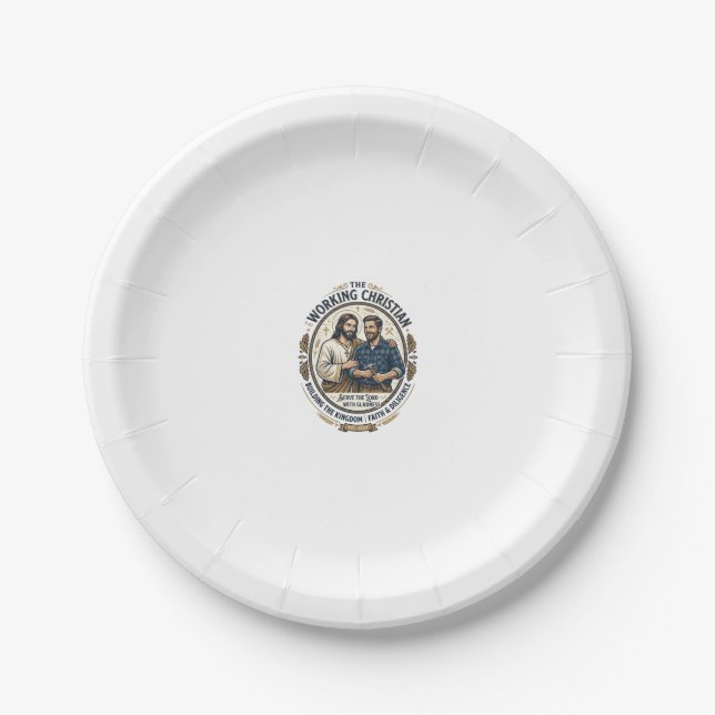 Jesus Bauhandwerk Berufsshirt Christliches Grafik_ Pappteller (Vorderseite)