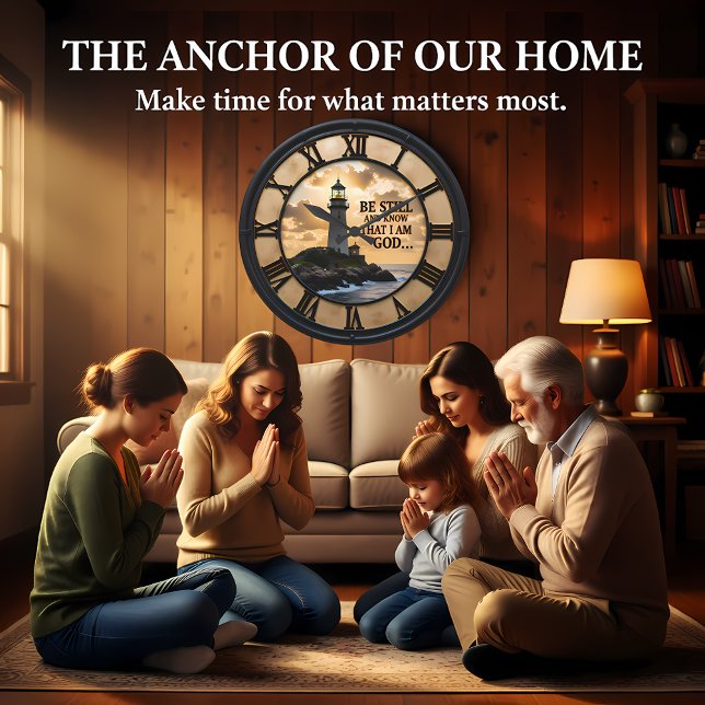 Jesus Be Still Lighthouse Große Wanduhr (Von Creator hochgeladen)