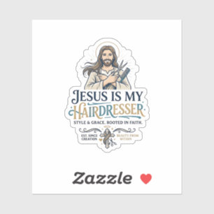 Jesus Beauty Salon Friseur T-Shirt Inspiration Aufkleber