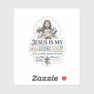 Jesus Beauty Salon Friseur T-Shirt Inspiration Aufkleber