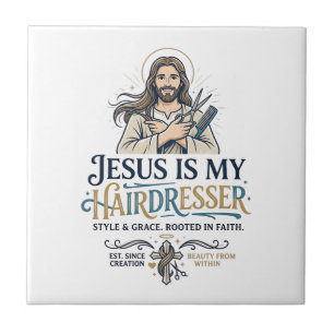 Jesus Beauty Salon Friseur T-Shirt Inspiration Fliese