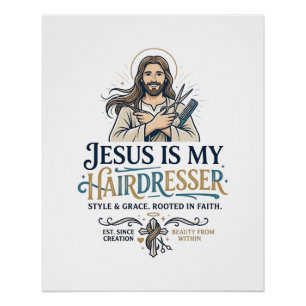 Jesus Beauty Salon Friseur T-Shirt Inspiration Poster
