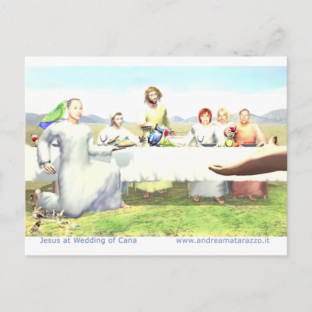 Jesus bei der Hochzeit von Cana Postkarte (Vorderseite)