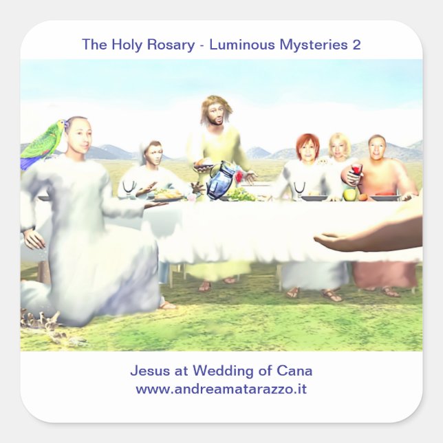 Jesus bei der Hochzeit von Cana Quadratischer Aufkleber (Vorderseite)