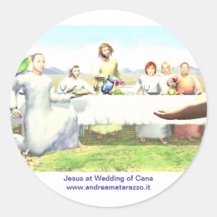 Jesus bei der Hochzeit von Cana Runder Aufkleber