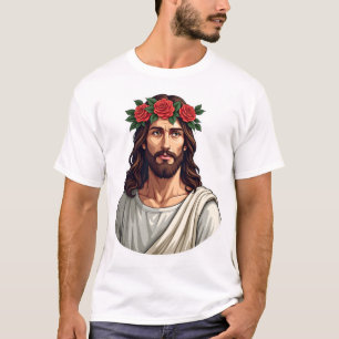 Jesus bekrönte Rosen-Vintage-Stich-Shirt 2 T-Shirt