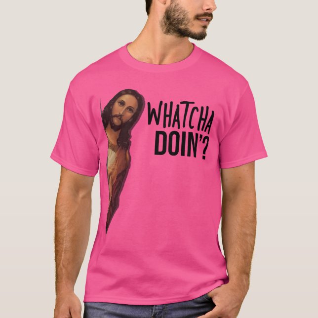 Jesus beobachtet Meme T-Shirt (Vorderseite)