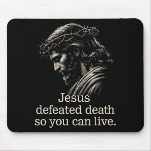 Jesus besiegte den Tod, damit Sie christlichen Gla Mousepad