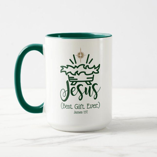 JESUS BEST GIFT EVER Green Scripture Christmas  Tasse (Links)