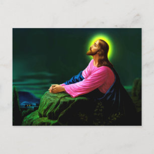 Jesus betend Katholischer Poster Grußkarte Postkarte