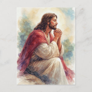 Jesus betend Wasserfarben Kunst Christlicher Gla Postkarte