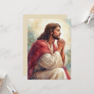 Jesus betend Wasserfarbenkunst Christlicher Glau Einladung