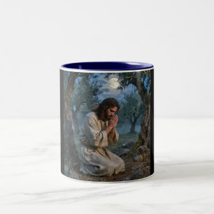 Jesus betend zweifarbige tasse