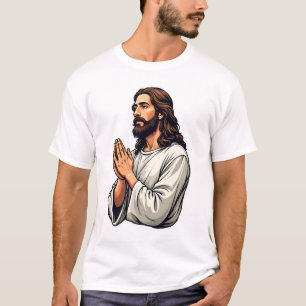 Jesus betende Hände Vintage Gravur T-Shirt