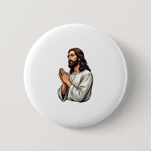 Jesus betende Hände Vintage-Stich-T-Shirt Button
