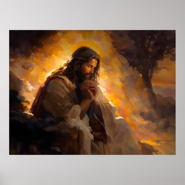 Jesus betet in Gethsemane Garden Poster (Vorne)