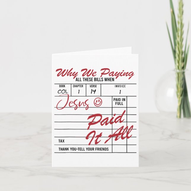Jesus bezahlte alles Jesus Christlich Ostern Tag Karte (Vorderseite)