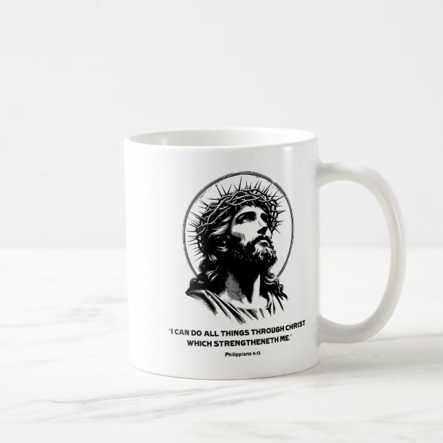 Jesus, Bible Verse Philipans 4_13 Christian God  Kaffeetasse (Rechts)