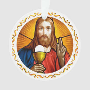 Jesus-Bild mit goldenem Rahmen Ornament