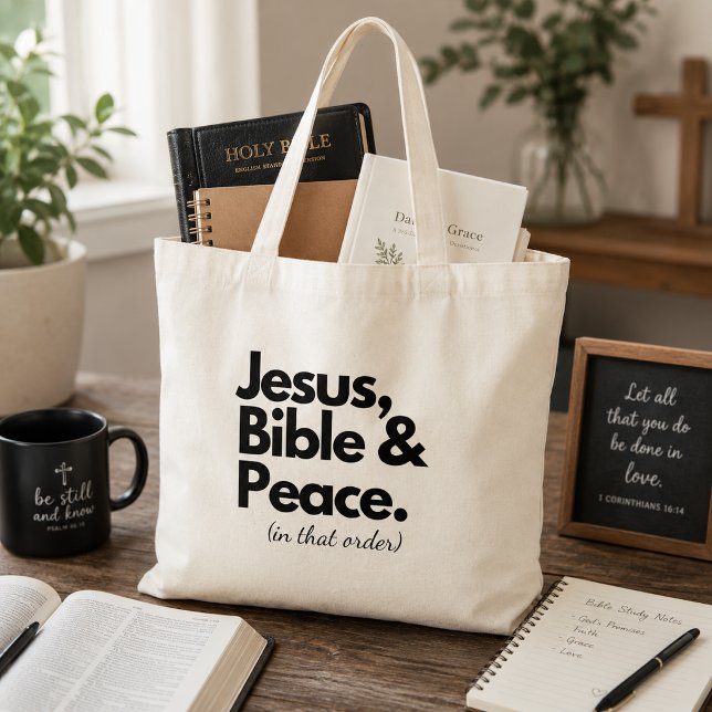 Jesus, Biologie und Frieden Christlich Tragetasche (Von Creator hochgeladen)