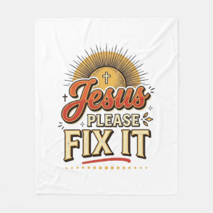 Jesus Bitte Repariere Es Vintage Christliche Typog Fleecedecke