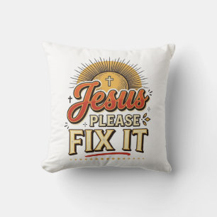 Jesus Bitte Repariere Es Vintage Christliche Typog Kissen
