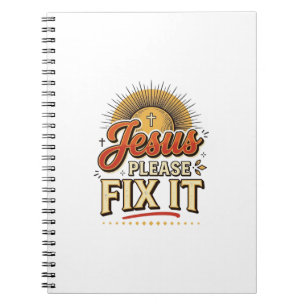 Jesus Bitte Repariere Es Vintage Christliche Typog Notizblock