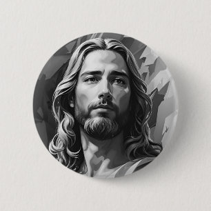 Jesus Black und White Button