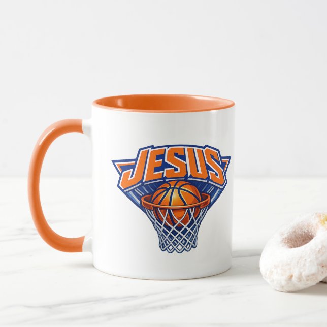 JESUS - Blau und Orange Tasse (Mit Donut)